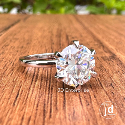 2.50CT Round Cut Colorless Moissanite Solitaire Engagement Ring, Knife Edge Six Prongs Wedding Ring, Anniversary Ring, 10k Solid Gold Ring