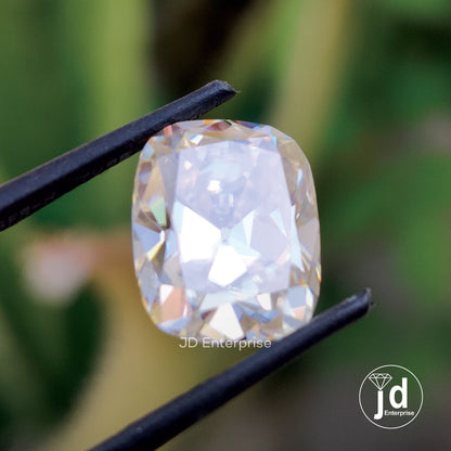 Antique Elongated Cushion Old Mine Cut, Off-White Light-Yellow Color Loose Moissanite, OMC Moissanite for Vintage Engagement/Wedding Ring