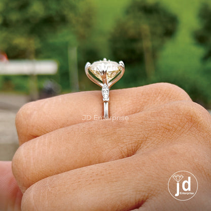 5.14 CT Portuguese Cut Canary Yellow Moissanite Ring, Engagement Ring, Solitaire Wedding Ring, 10k/14k/18k Gold Anniversary Ring, Bridal Set