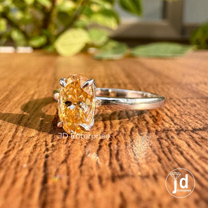 Oval Engagement Ring, Moissanite Wedding Ring for Women, 1 CT Champagne Oval Moissanite Solitaire Ring, Anniversary Gift Ring, Propose Ring