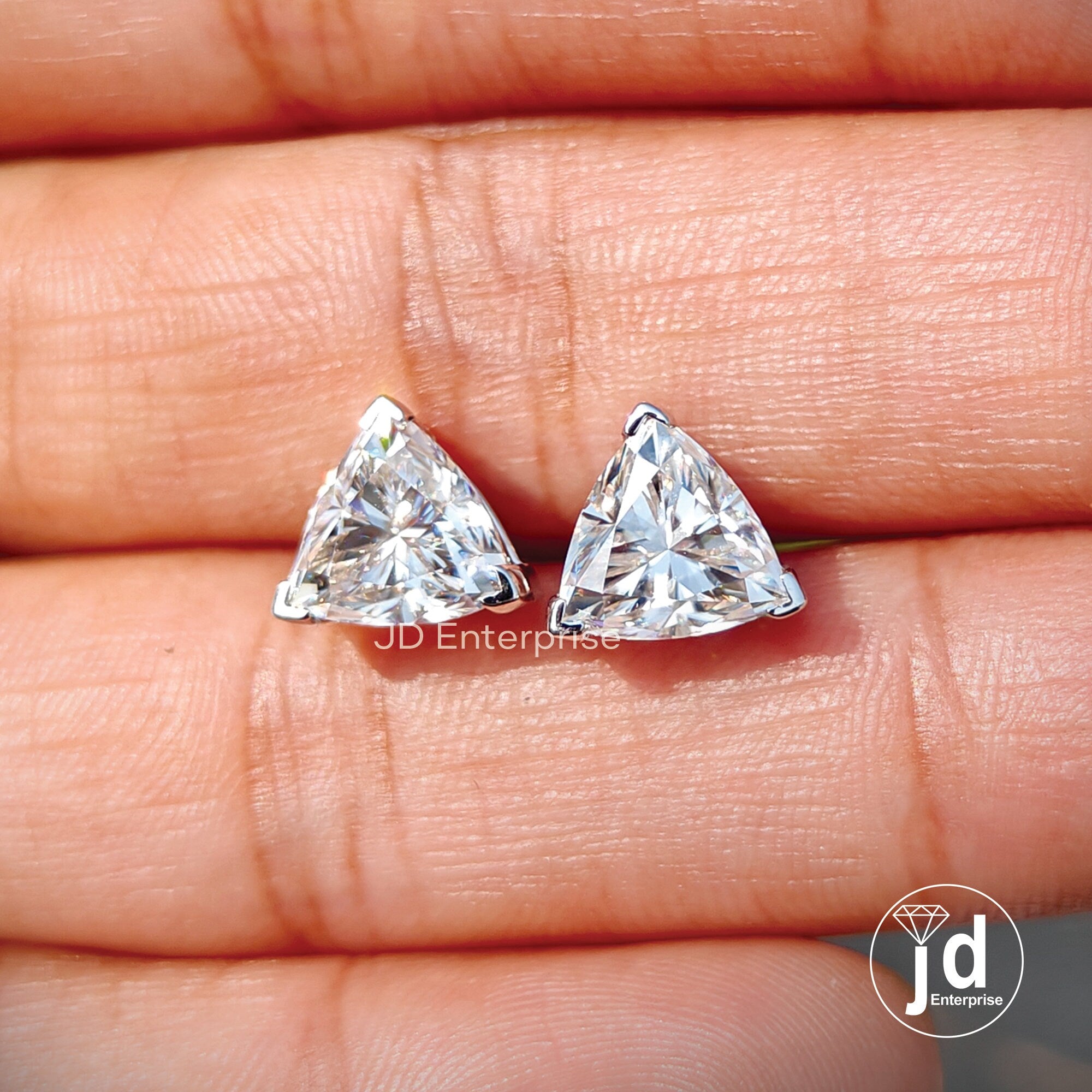 3.00 TCW Trillion Cut Moissanite Stud Earrings, Wedding Earrings, Screw/Push Back, Bridal Earrings, Everyday Earrings for Anniversary Gifts