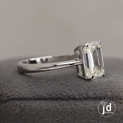 Timeless Elegance 3.00 CT Colorless Emerald Cut Moissanite Engagement Ring, Solitaire Wedding Ring, Anniversary Gifts Ring, Promise Ring