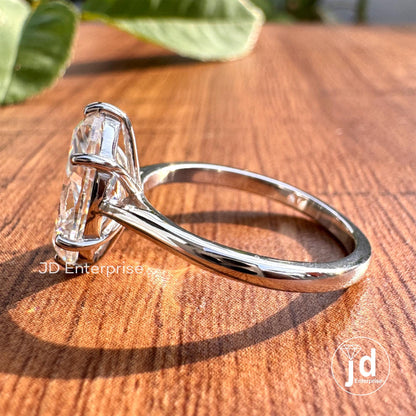 2.10 CT Marquise Cut Colorless Moissanite Solitaire Ring, Comfort Fit Classic Engagement Ring, Wedding Ring, Proposal Ring, Anniversary Ring