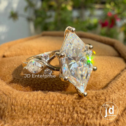 3.0 CT Dutch Marquise Cut Moissanite Engagement Ring, Antique Elongated Hexagon Cut Wedding Ring for Her, Anniversary Ring for Women