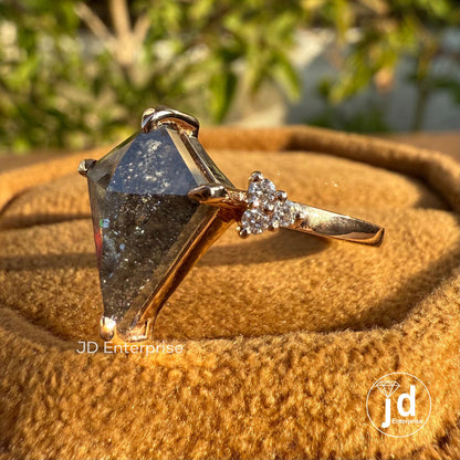 3.50 CT Kite Cut Salt and Pepper Moissanite Diamond Ring, Vintage Engagement Ring, Art Deco Wedding Ring, Cluster Anniversary Gifts Ring