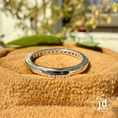 0.35 TCW Round Colorless Moissanite Band, Half Eternity Wedding Band, Stacking Ring, Engagement Band, Comfort fit Band, Anniversary Gifts