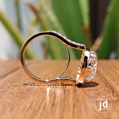 5.00 CT Colorless Cushion Cut Engagement Ring, Double Claw Prongs, Halo Wedding Ring, Bridal Ring, Celebrity Style Pave Set Anniversary Ring