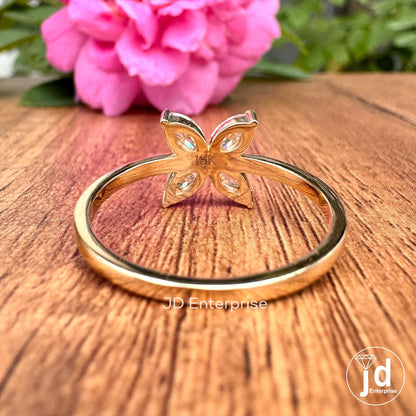 Minimalist Engagement Ring, Marquise Cut Moissanite Promise Rings, Flower Style Everyday Rings for Women, Unique Designer Handmade Jewelry