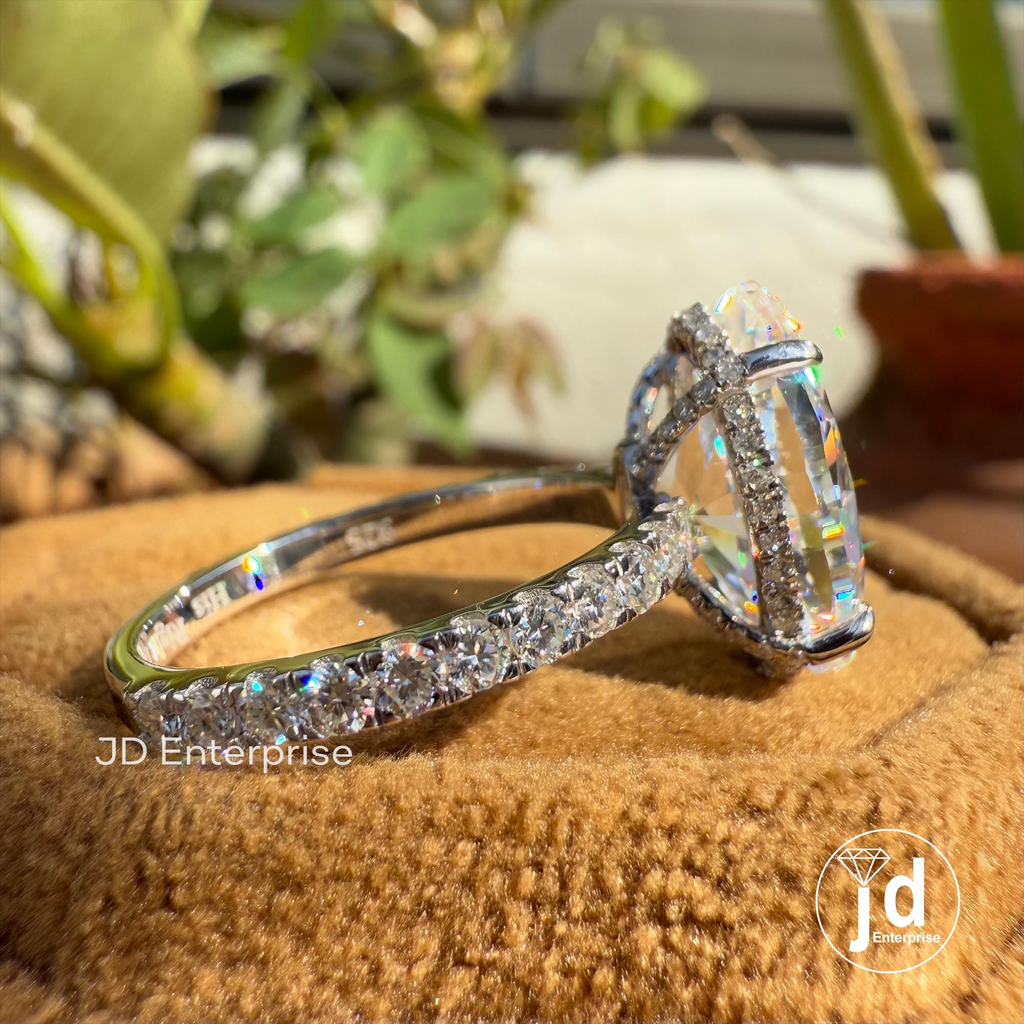 5.50 CT Colorless Moval Moissanite Engagement Ring, Hidden Halo Wedding Ring, 3/4 Pave Set Bridal Ring, Anniversary Gift Ring for Women