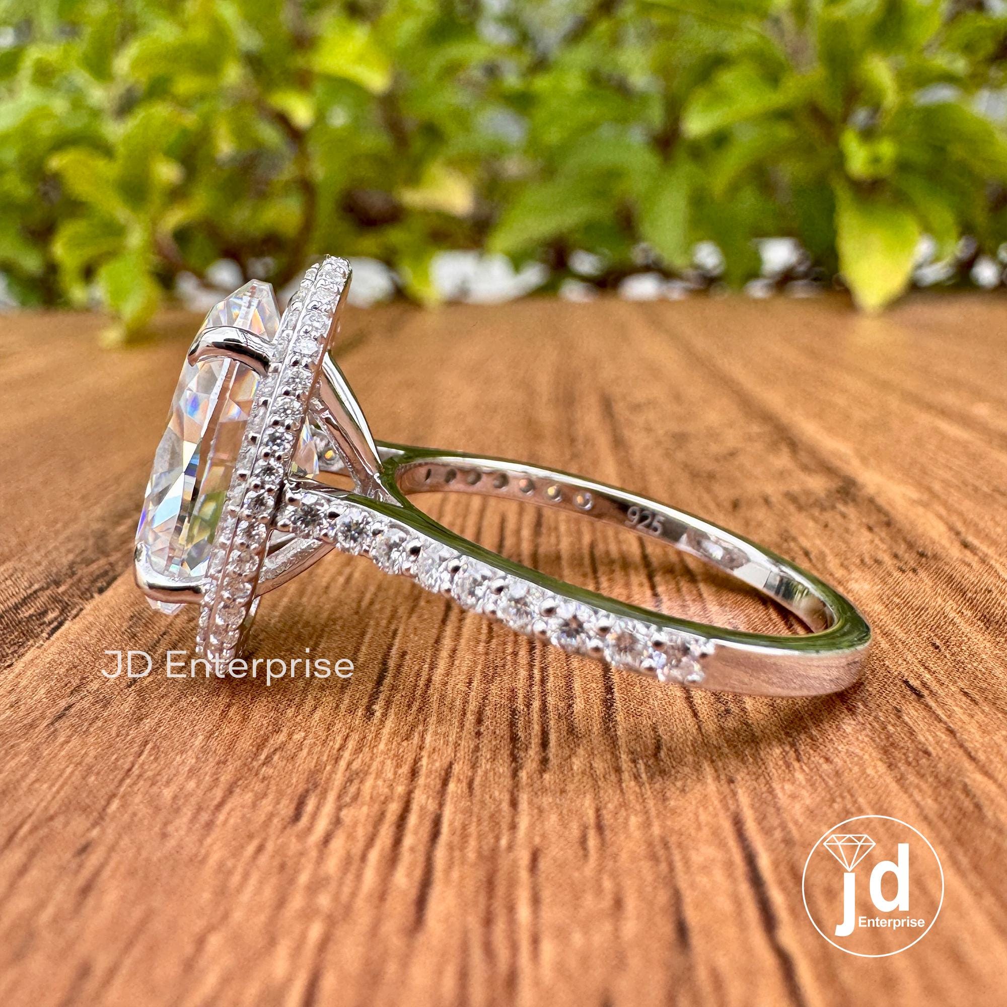 5.00 CT Oval Cut Colorless Moissanite Engagement Ring, Halo Wedding Ring, Solid Yellow/White/Rose Gold, Hidden Halo Anniversary Ring