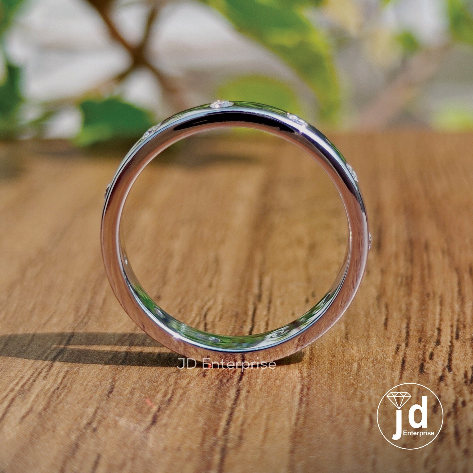 1.60 MM Round Flush Set Moissanite Engagement Band, Moissanite Wedding Band, Stackable Comfort Fit Band, Anniversary Gift Band for Women