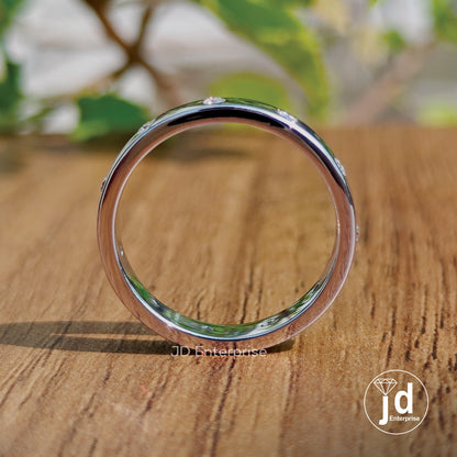 1.60 MM Round Flush Set Moissanite Engagement Band, Moissanite Wedding Band, Stackable Comfort Fit Band, Anniversary Gift Band for Women