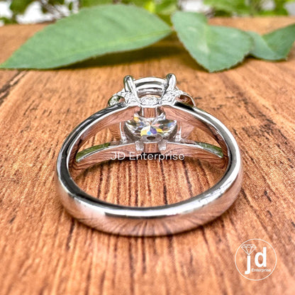 Vintage Style Engagement Ring, 3.50 CT Colorless Portuguese Cut Moissanite Ring, Round Half Halo Ring, Split Shank Wedding Ring, Bridal Ring