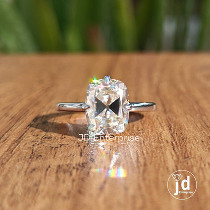 3.00CT Colorless Old Mine Cushion Cut Moissanite Engagement Ring, Proposal Ring, Vintage Style Solitaire Wedding Ring White Gold Bridal Ring