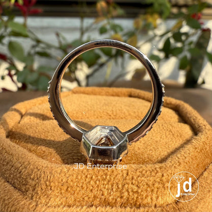 1.81 CT Coffin Cut Brown Champagne Moissanite Ring, Halo Engagement Ring, Unique Coffin Wedding Ring for Anniversary Gift, White Gold Ring