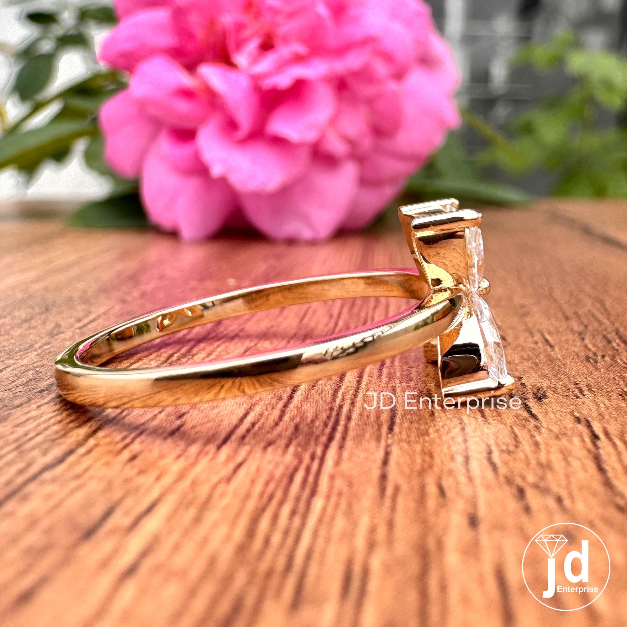 Minimalist Engagement Ring, Marquise Cut Moissanite Promise Rings, Flower Style Everyday Rings for Women, Unique Designer Handmade Jewelry