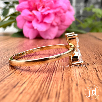 Minimalist Engagement Ring, Marquise Cut Moissanite Promise Rings, Flower Style Everyday Rings for Women, Unique Designer Handmade Jewelry
