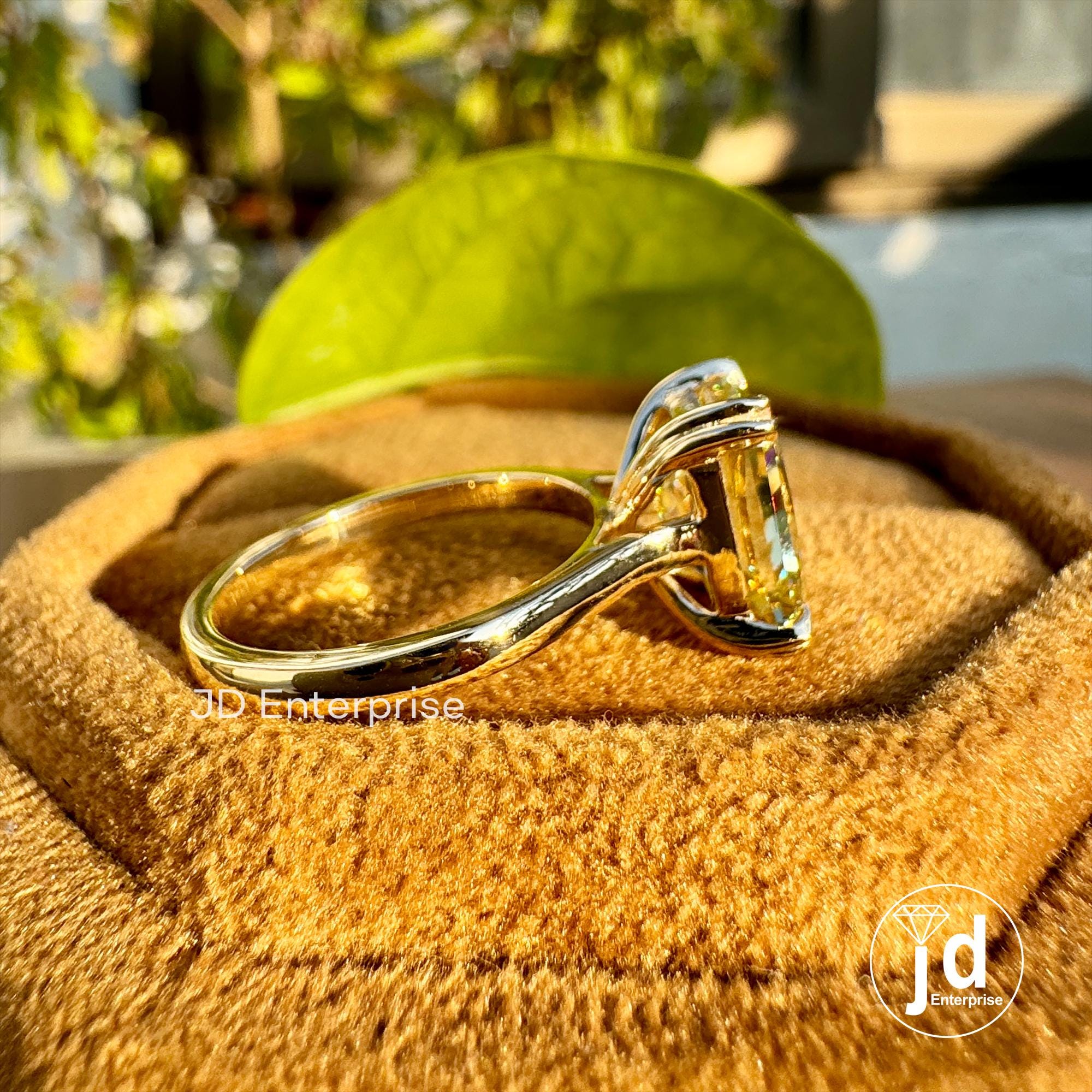 2.60 CT Radiant Crushed Ice Canary Yellow Moissanite Ring, Solitaire Engagement Ring, Yellow Gold Wedding Ring for Women, Double Claw Prongs