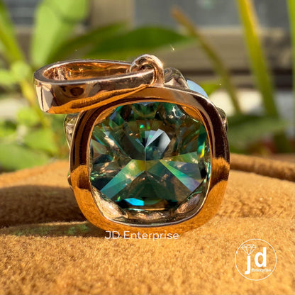 12.50 CT Cushion Cut Dark Green Moissanite Pendant for Necklaces, Vintage Solitaire Wedding Pendant, Claw Prong Setting, Rose Gold Pendant