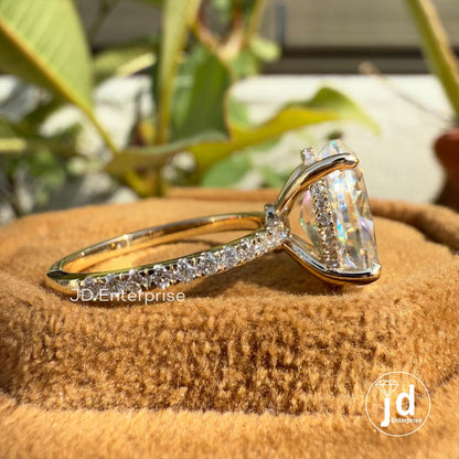 Oval Engagement Ring, 4.00 TCW Oval Moissanite Hidden Halo Ring, Oval Cut Wedding Ring for Women, Pave Set Propose Ring, Anniversary Gifts