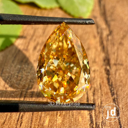 5.10 CT Pear Cut Champagne Loose Moissanite for Engagement Ring, Tear Drop Moissanite, Handmade Champagne Moissanite, Custom Jewelry