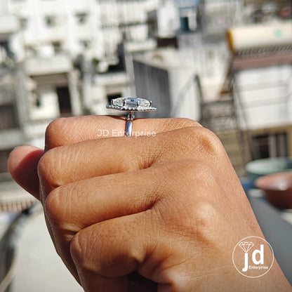 Step Cut Dutch Marquise Moissanite Engagement Ring, Halo Wedding Ring, Claw Prongs, Proposal Ring, Bridesmaid Ring, Anniversary Gifts Ring