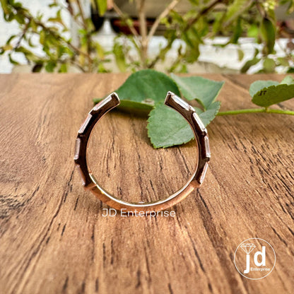 Open Gap Baguette Moissanite Wedding Band, Half Eternity Band, Rose Gold Band, Stackable Band, Anniversary Gifts, Matching Band, Bridal Band