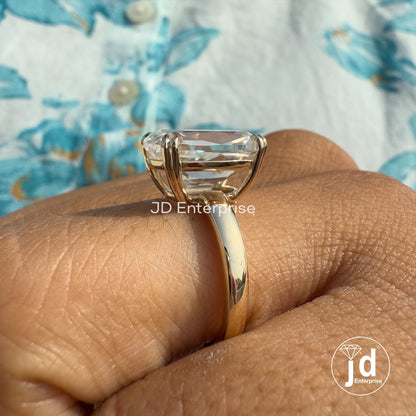 Vintage Cushion Old Mine Cut Moissanite Engagement Ring, Solitaire Wedding Ring, Double Claw Prongs Yellow/White/Rose Gold Ring, Bridal Ring