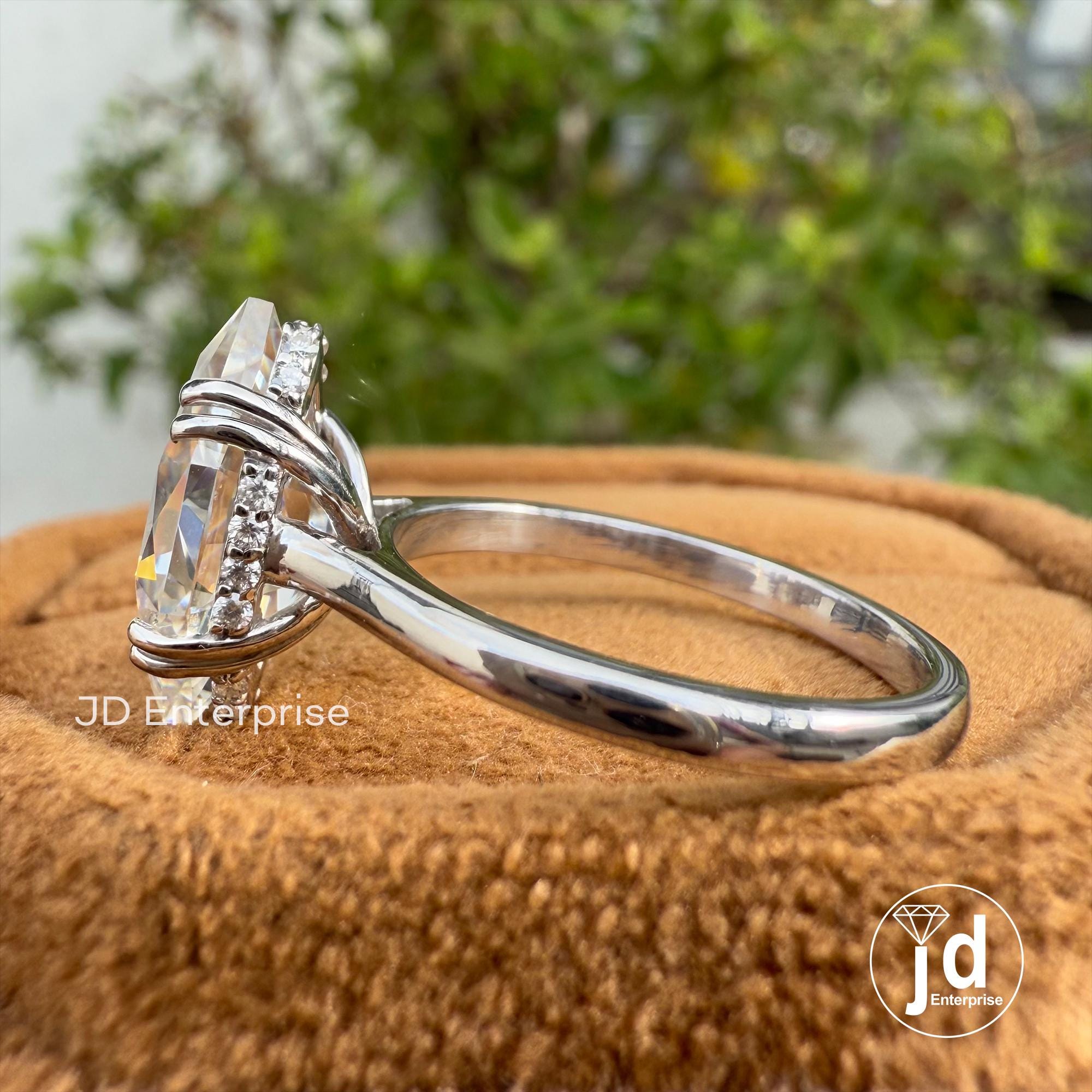 Dutch Marquise Moissanite Engagement Ring, Hidden Halo Wedding Ring, Solitaire Handmade Ring, Bridal Ring, Anniversary Gifts, Proposal Ring