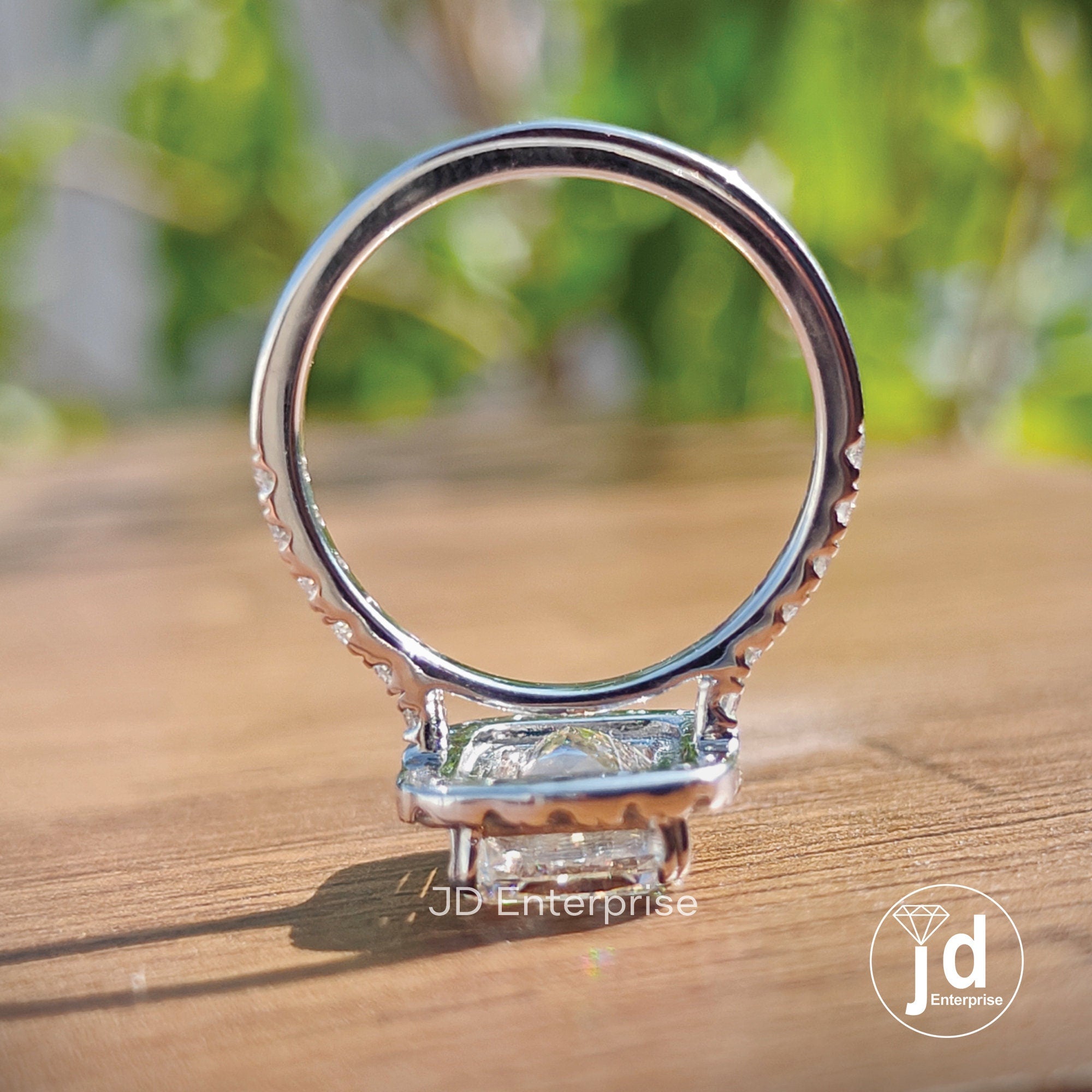 3.0 CT Criss Cut Moissanite Engagement Ring, Cluster Halo Wedding Ring, Accent Stones, Anniversary Ring, Double Claw Prongs, Bridesmaid Ring