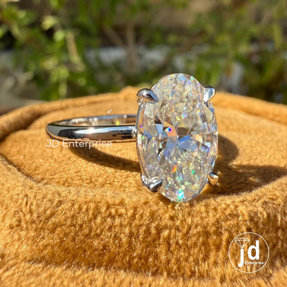 3 CT Oval Cut Moissanite Ring, Oval Solitaire Engagement Ring, Oval Cut Wedding Ring, Oval Moissanite Bridesmaid Ring, Anniversary Ring