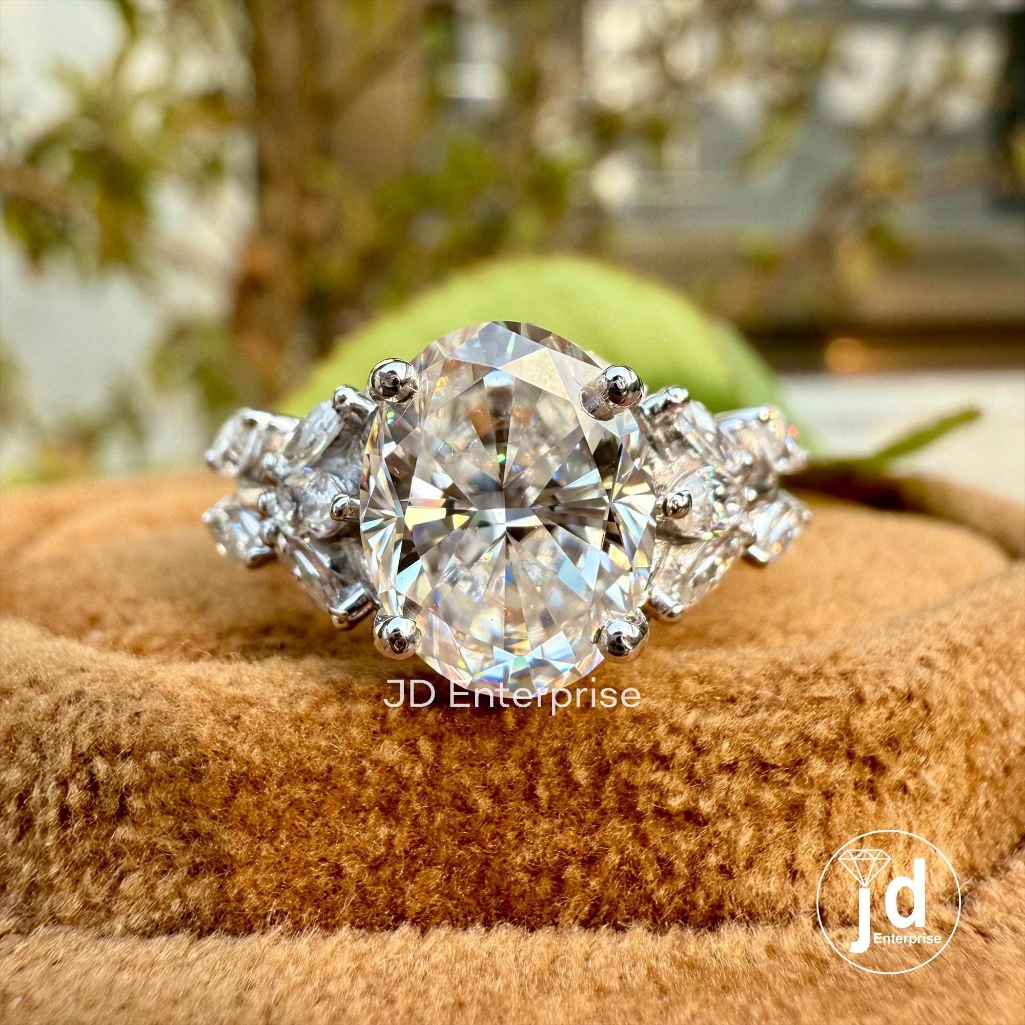 Floral Oval Cut Moissanite Engagement Ring, Vintage Wedding Ring, Cluster Hidden Halo Bridal Ring, Infinity Twisted Pave Anniversary Ring