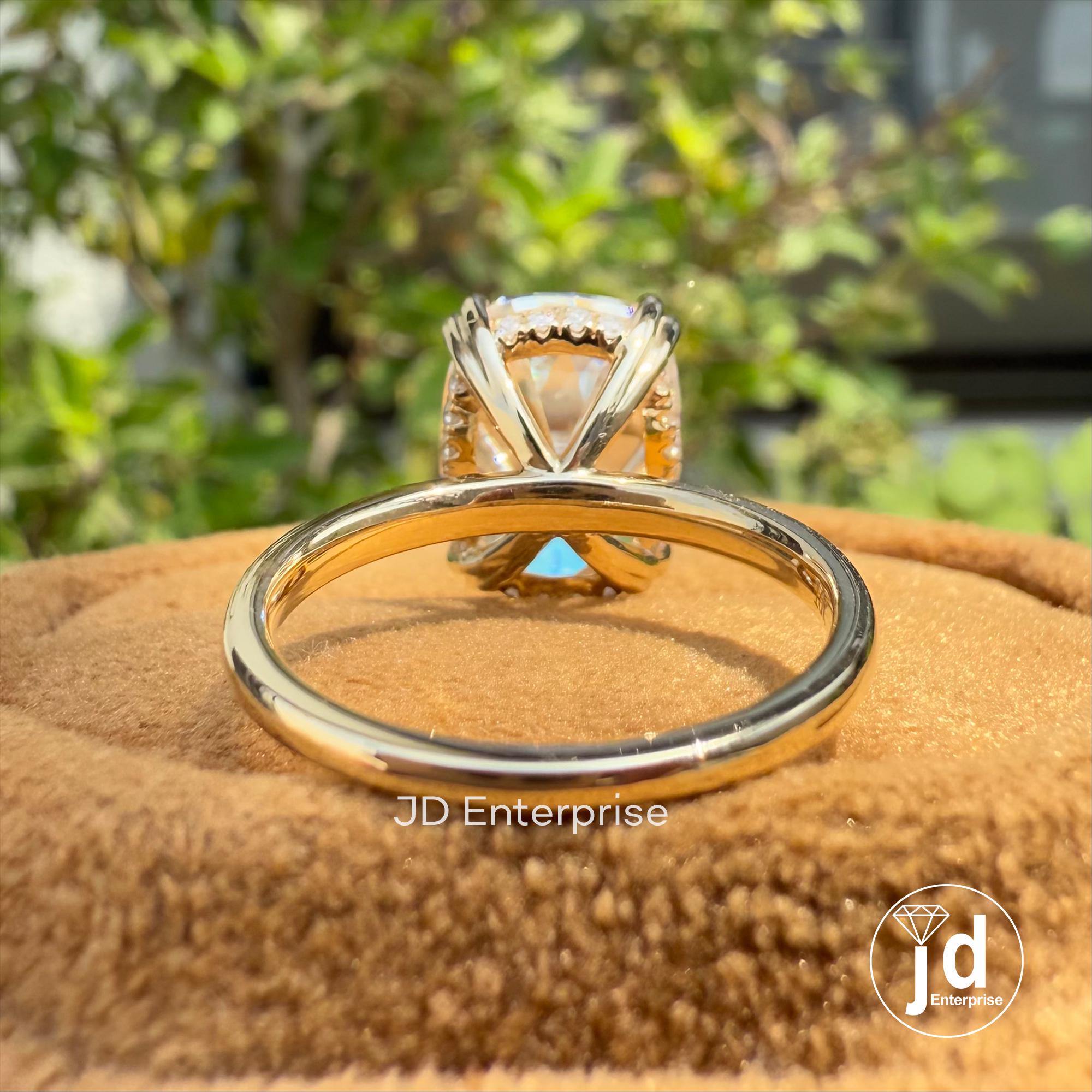 Antique 6.00 CT Cushion Old Mine Cut Moissanite Ring, Hidden Halo Engagement Ring, Wedding Ring, Anniversary Gifts Ring, Handmade Ring