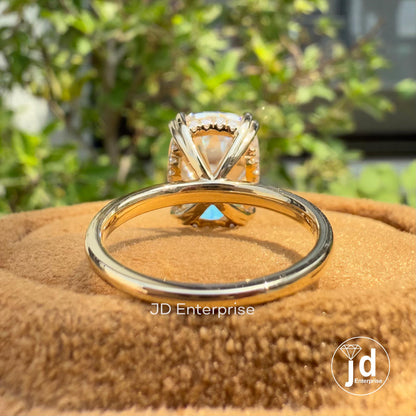 Antique 6.00 CT Cushion Old Mine Cut Moissanite Ring, Hidden Halo Engagement Ring, Wedding Ring, Anniversary Gifts Ring, Handmade Ring