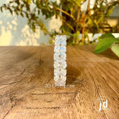 Radiant Cut Moissanite Full Eternity Band, Wedding Band, Moissanite Eternity Band for Women, Gold Promise Band, Matching Band, Bridal Set