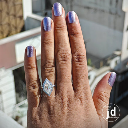 Step Cut Dutch Marquise Moissanite Engagement Ring, Halo Wedding Ring, Claw Prongs, Proposal Ring, Bridesmaid Ring, Anniversary Gifts Ring