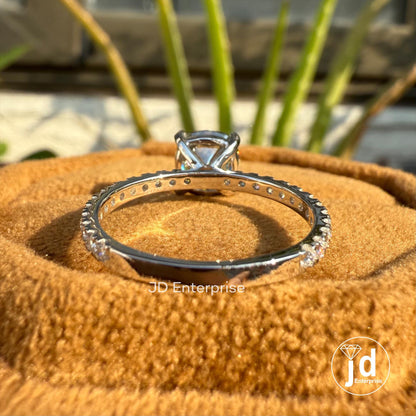 Cushion Moissanite Wedding Ring, 1.50 CT Blue Green Moissanite Bridal Ring, Accent Set Engagement Ring, 10K White Gold Anniversary Gift Ring