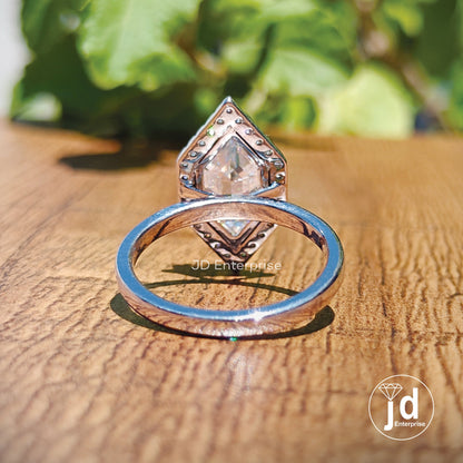 Step Cut Dutch Marquise Moissanite Engagement Ring, Halo Wedding Ring, Claw Prongs, Proposal Ring, Bridesmaid Ring, Anniversary Gifts Ring