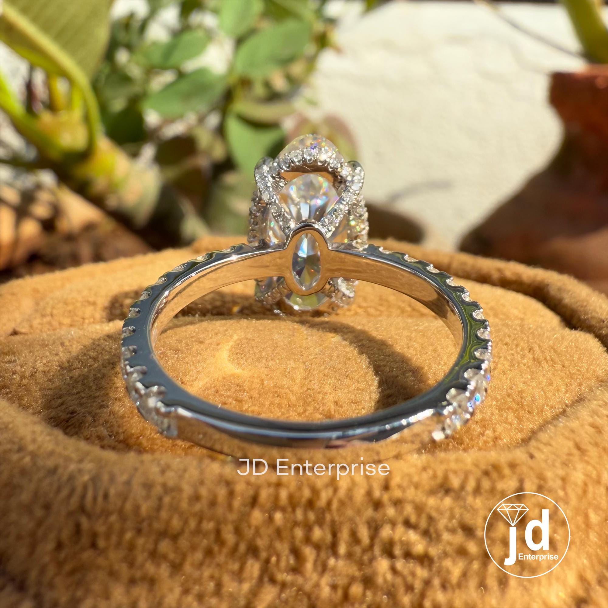 5.50 CT Colorless Moval Moissanite Engagement Ring, Hidden Halo Wedding Ring, 3/4 Pave Set Bridal Ring, Anniversary Gift Ring for Women