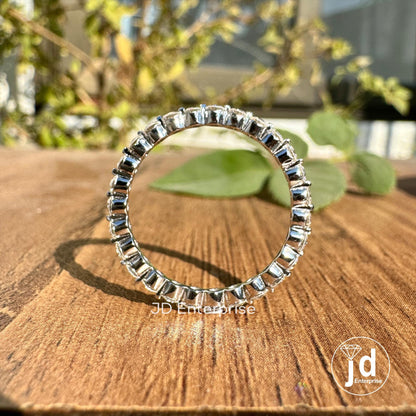 Full Eternity 2.00 MM Round Moissanite Wedding Band, Minimalist Moissanite Band, Floating Bubble Band, Stackable Band, Anniversary Gift Band