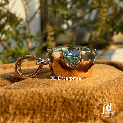 7.65 CT Portuguese Cut Blue-green Moissanite Pendant for Necklace, Solitaire Celtic Engagement Pendant, Anniversary Gift, Birthday Gift