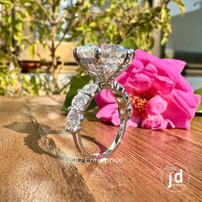 9.50 CT Large Round Cut Moissanite Hidden Halo Ring, Petite Pave Engagement Ring, Wedding Ring, Celebrity Style Anniversary Ring, Bridal