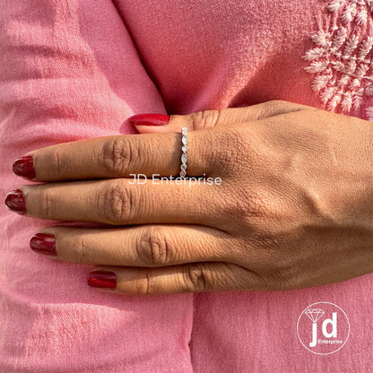 Art Deco Wedding Band, Half Eternity Band, Vintage Style Moissanite Band, Stacking Ring, Milgrain Band, Matching Anniversary Promise ring