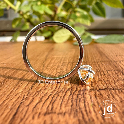 Oval Engagement Ring, Moissanite Wedding Ring for Women, 1 CT Champagne Oval Moissanite Solitaire Ring, Anniversary Gift Ring, Propose Ring
