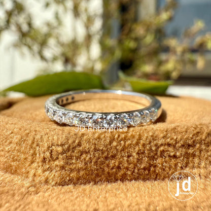 0.35 TCW Round Colorless Moissanite Band, Half Eternity Wedding Band, Stacking Ring, Engagement Band, Comfort fit Band, Anniversary Gifts