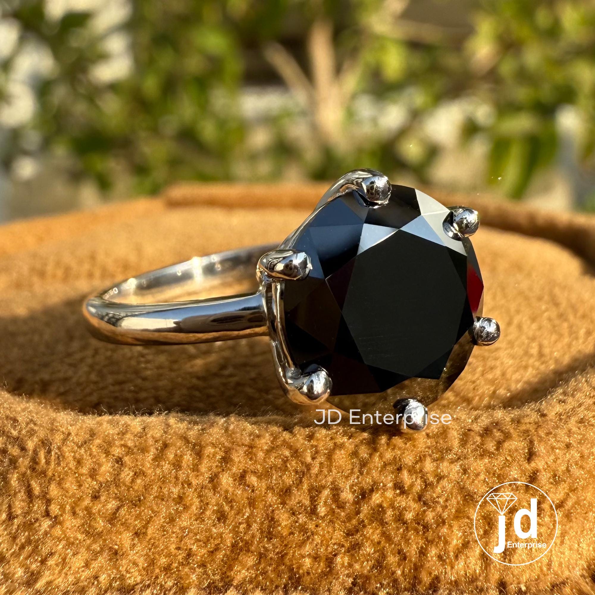 3.00 CT Round Cut Black Moissanite Engagement Ring, Promise Ring, Minimalist Ring for Women, Solitaire Wedding Ring, Anniversary Gift Ring