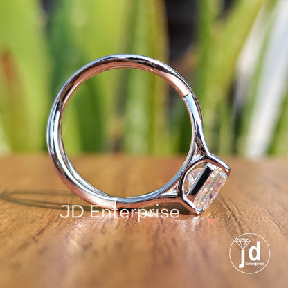 2.00CT Square Radiant Cut Colorless Moissanite Engagement Ring, Solitaire Wedding Ring, Twisted Shank Ring, Anniversary Gift, Bridal Ring