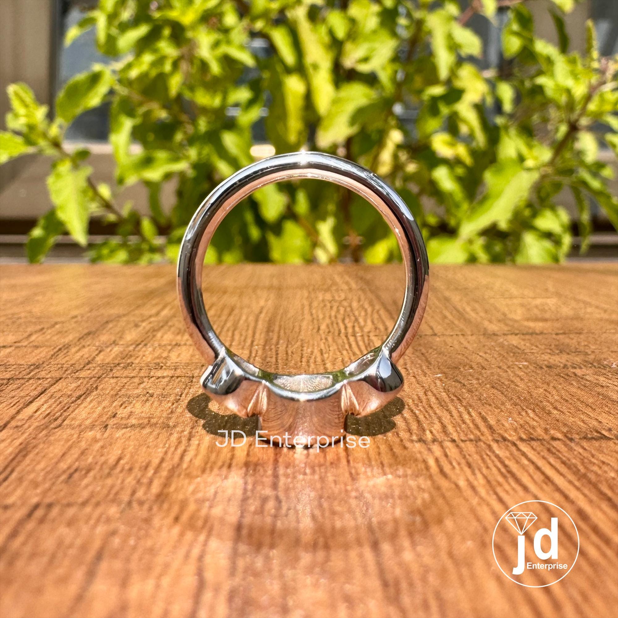 1.09 TW Colorless Round Moissanite Engagement Ring, Bezel Set Moissanite Ring, Three Stone Wedding Ring, Anniversary Ring, Bridal Ring