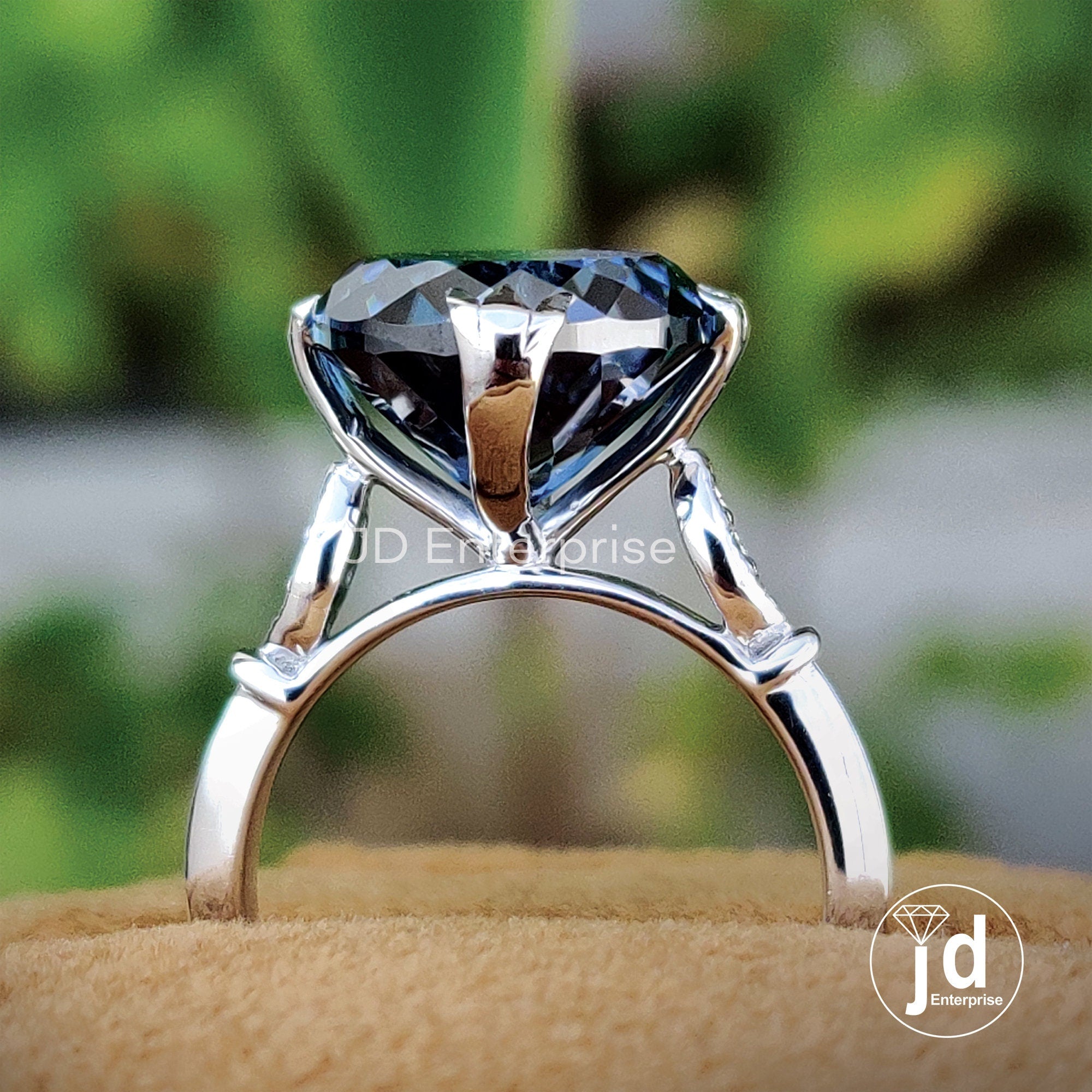5.10 CT Portuguese Cut Dark Blue Moissanite Ring, Engagement Ring, Wedding Ring, Solitaire Ring, White/Yellow/Rose Gold, Anniversary Ring