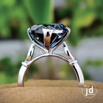 5.10 CT Portuguese Cut Dark Blue Moissanite Ring, Engagement Ring, Wedding Ring, Solitaire Ring, White/Yellow/Rose Gold, Anniversary Ring